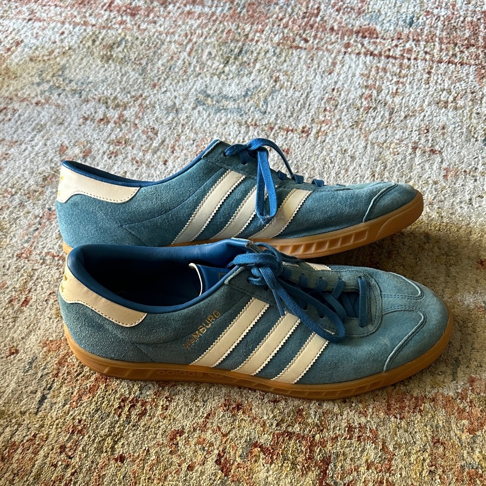Adidas Blue and Cream Men's Hamburg Trainers